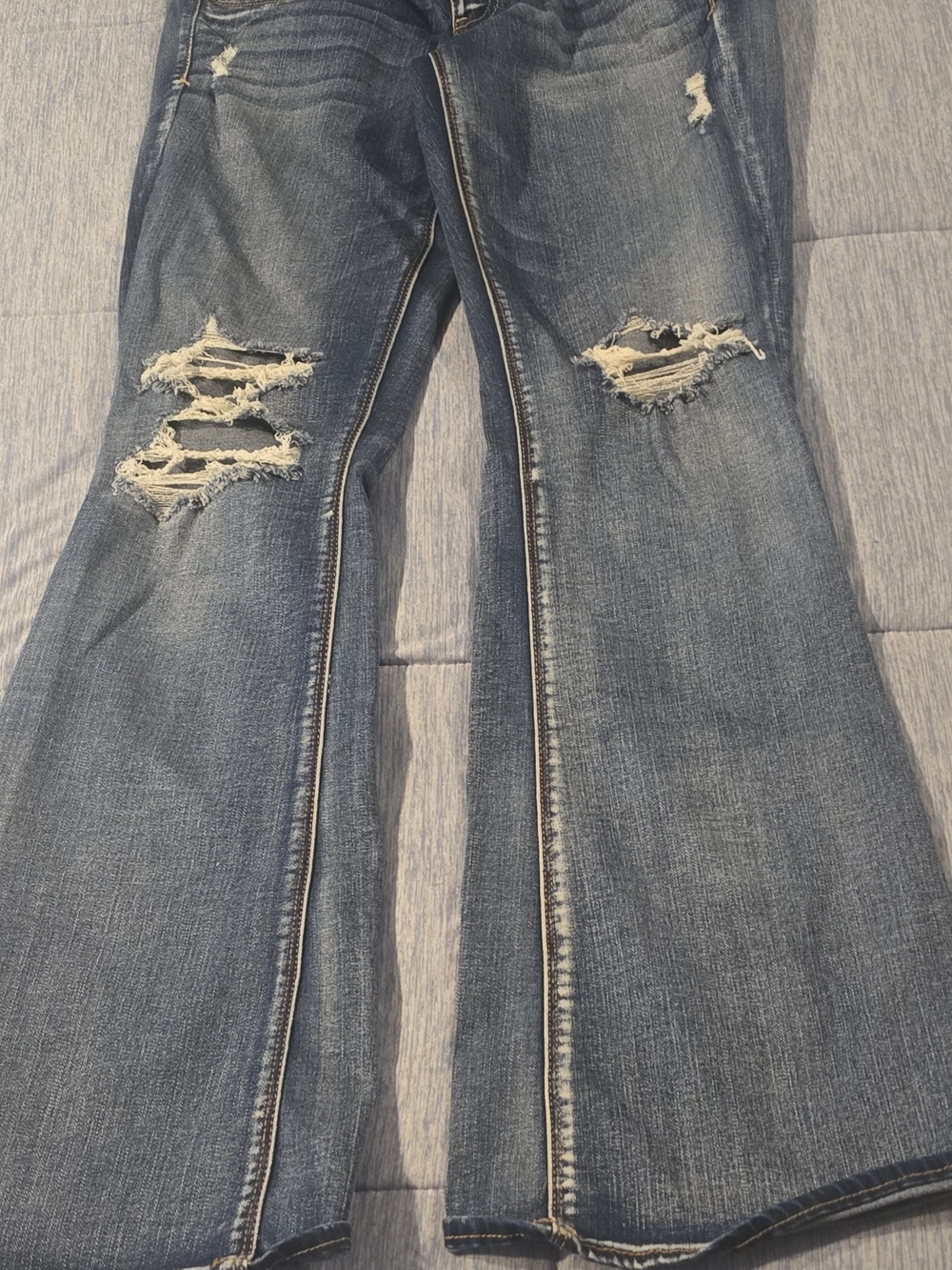 American Eagle Outfitters Distressed Blue Flare Jeans
